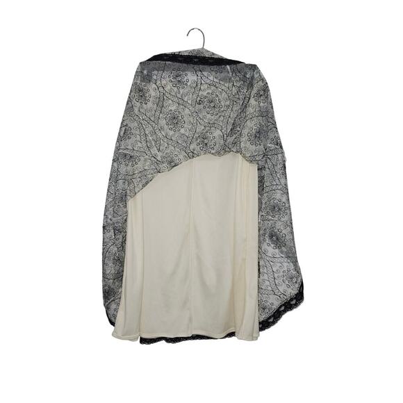 VNTG 90s R.Q.T Sheer Cream/Black Low Rise Midi Skirt Mesh Overlay Sz Large Lace - Picture 5 of 8